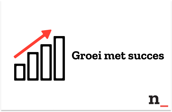 Een grafiek die een groei illustreerd met een rode pijl die naar de top wijst.